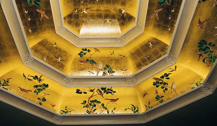Private Lives Interior Design Portfolio -  Detail - Coffered ceiling with gold leaf